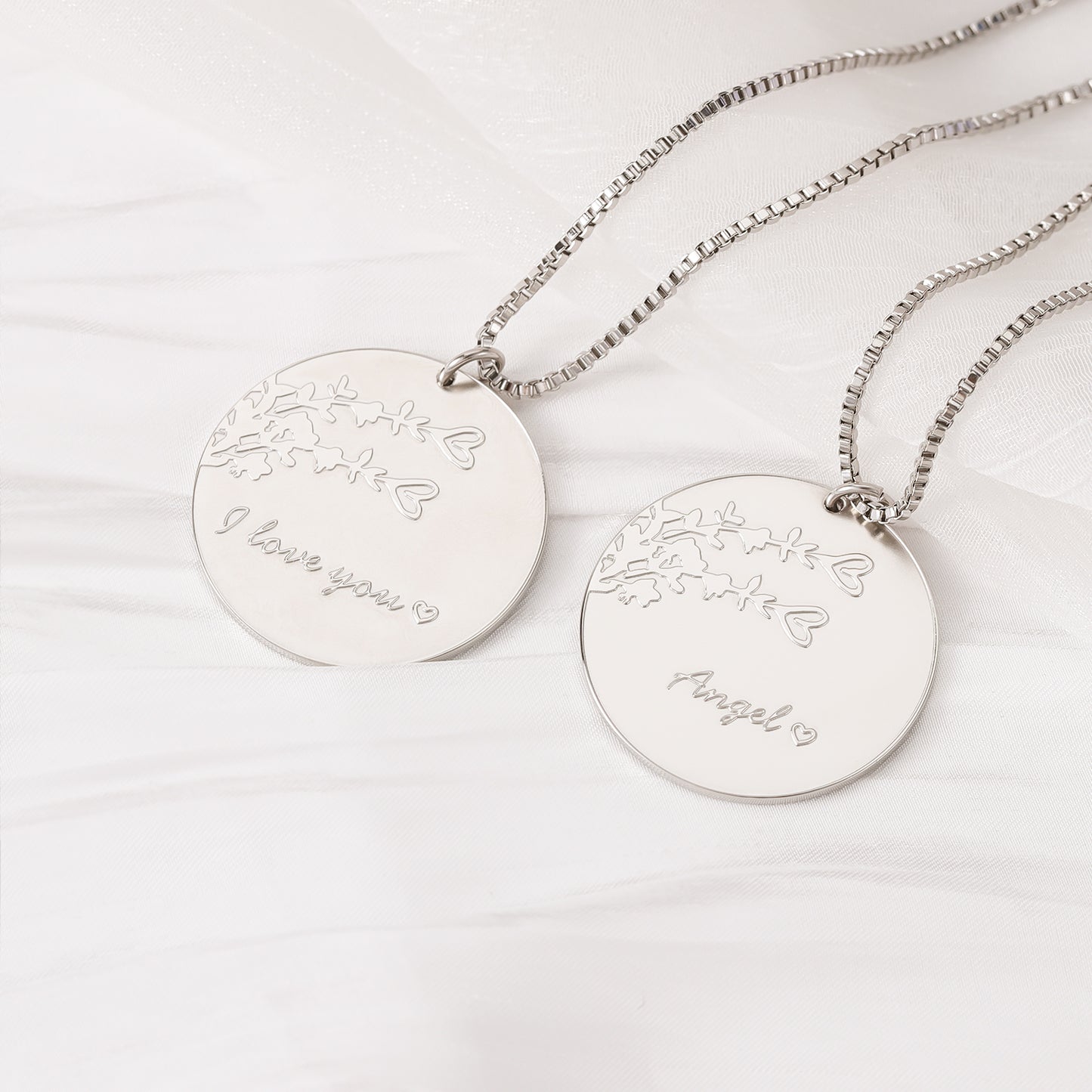 Round Birthday Flower Name Pendant QFN0047