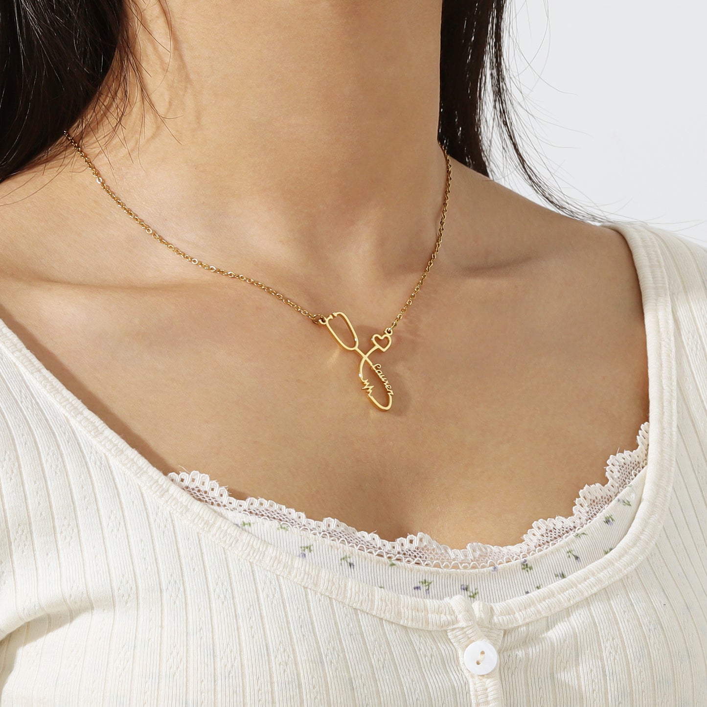 Stethoscope Name Necklace QN-N8592