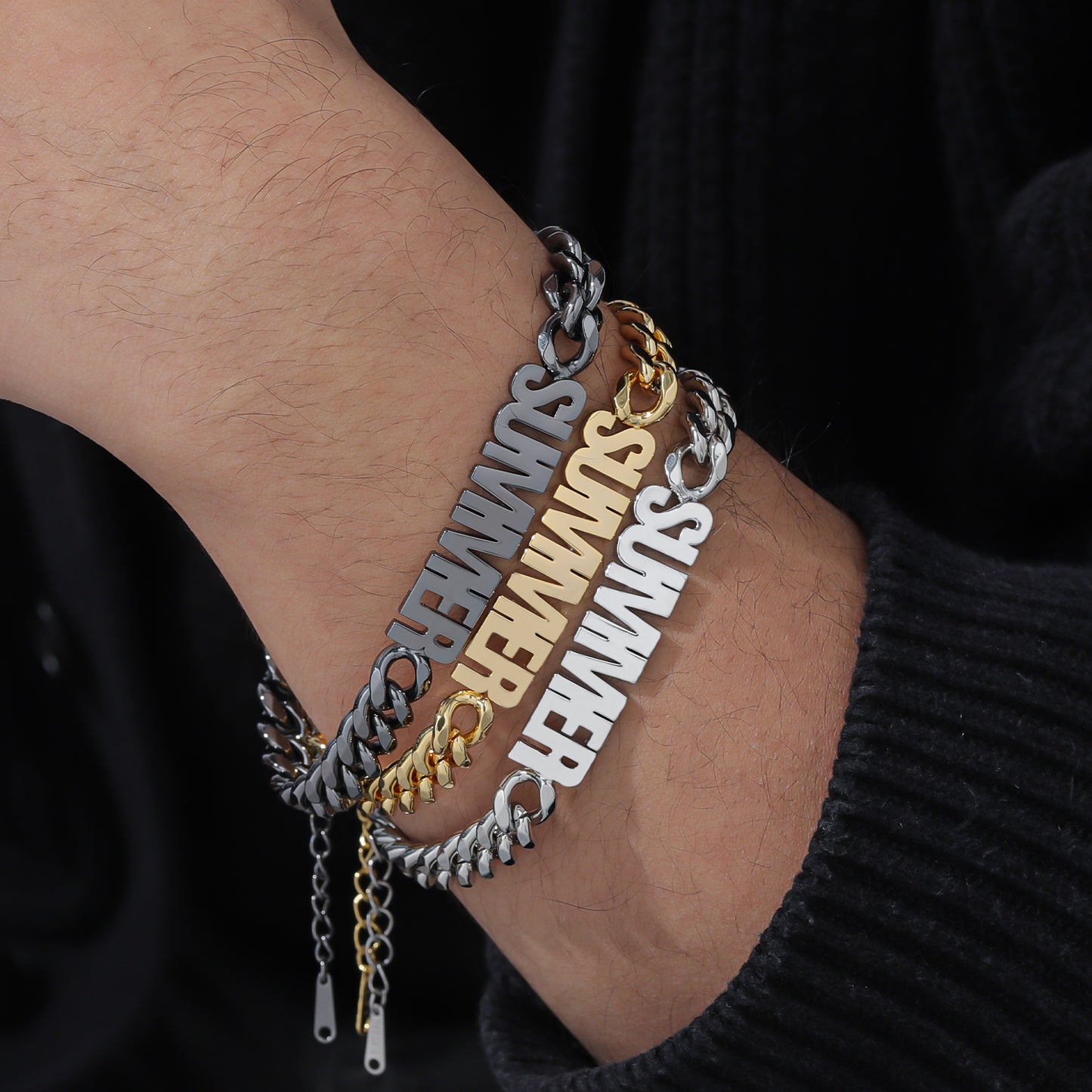 Custom Names Bracelet With Cuban Chain QHB3111