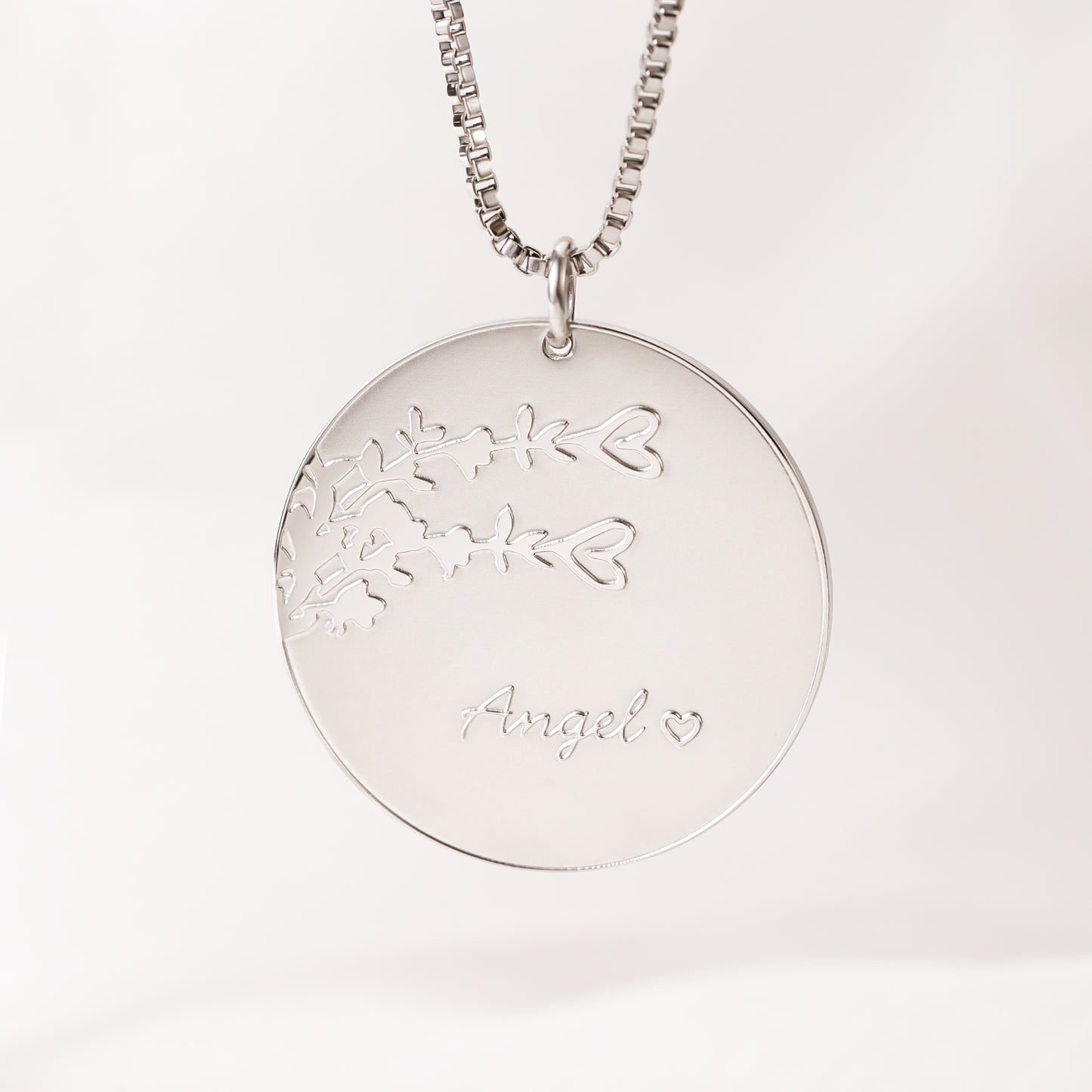 Round Birthday Flower Name Pendant QFN0047