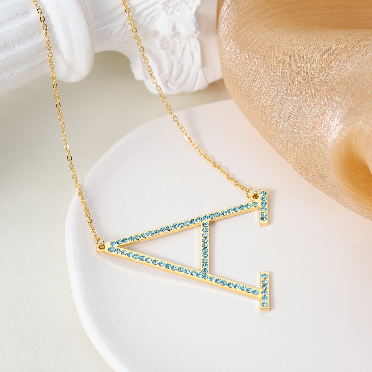 Custom Crystal Initial Necklace For Female MN2105