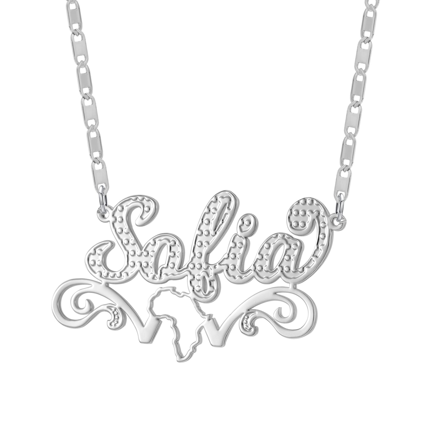 Customized name two-tone gold plated pendant QCN0053