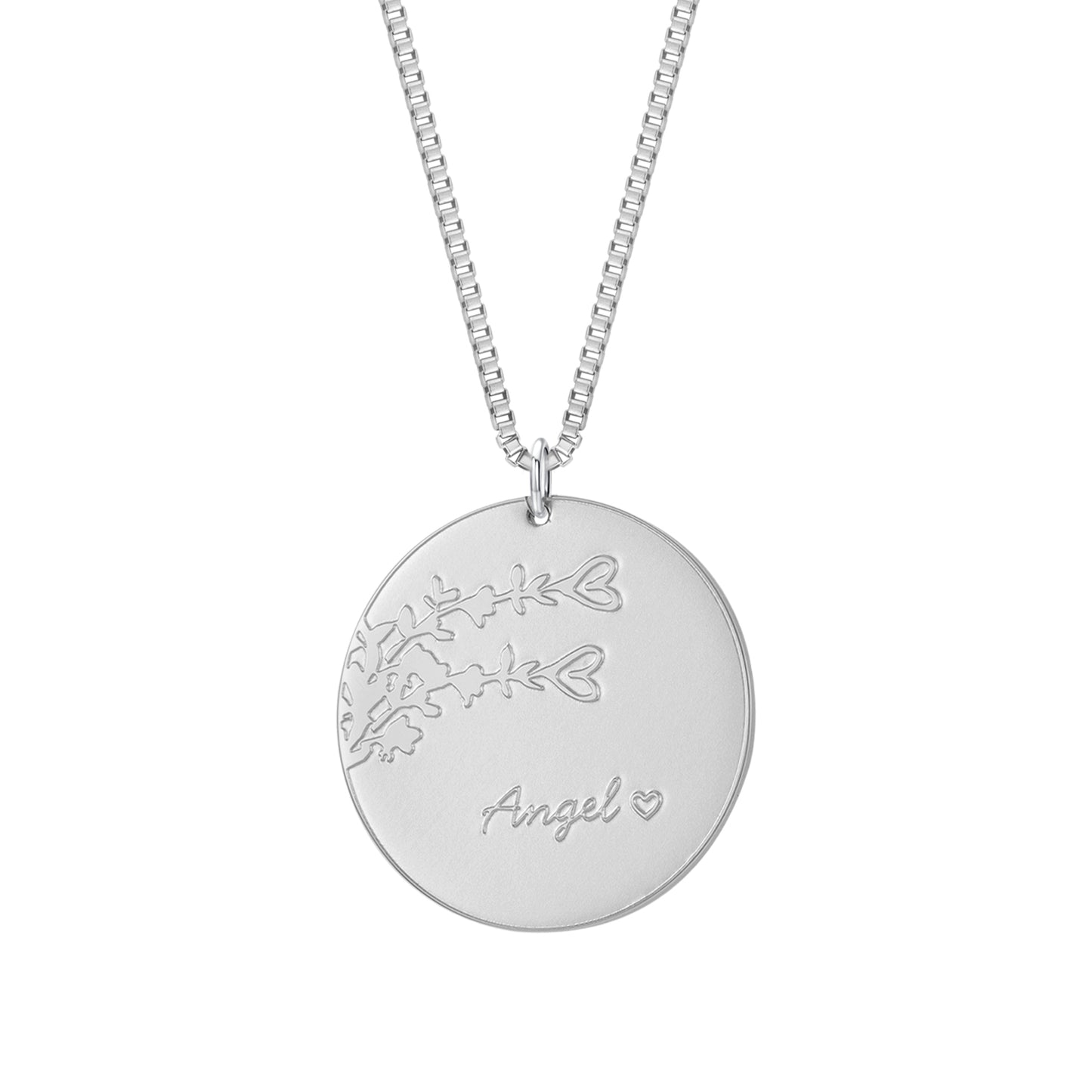 Round Birthday Flower Name Pendant QFN0047