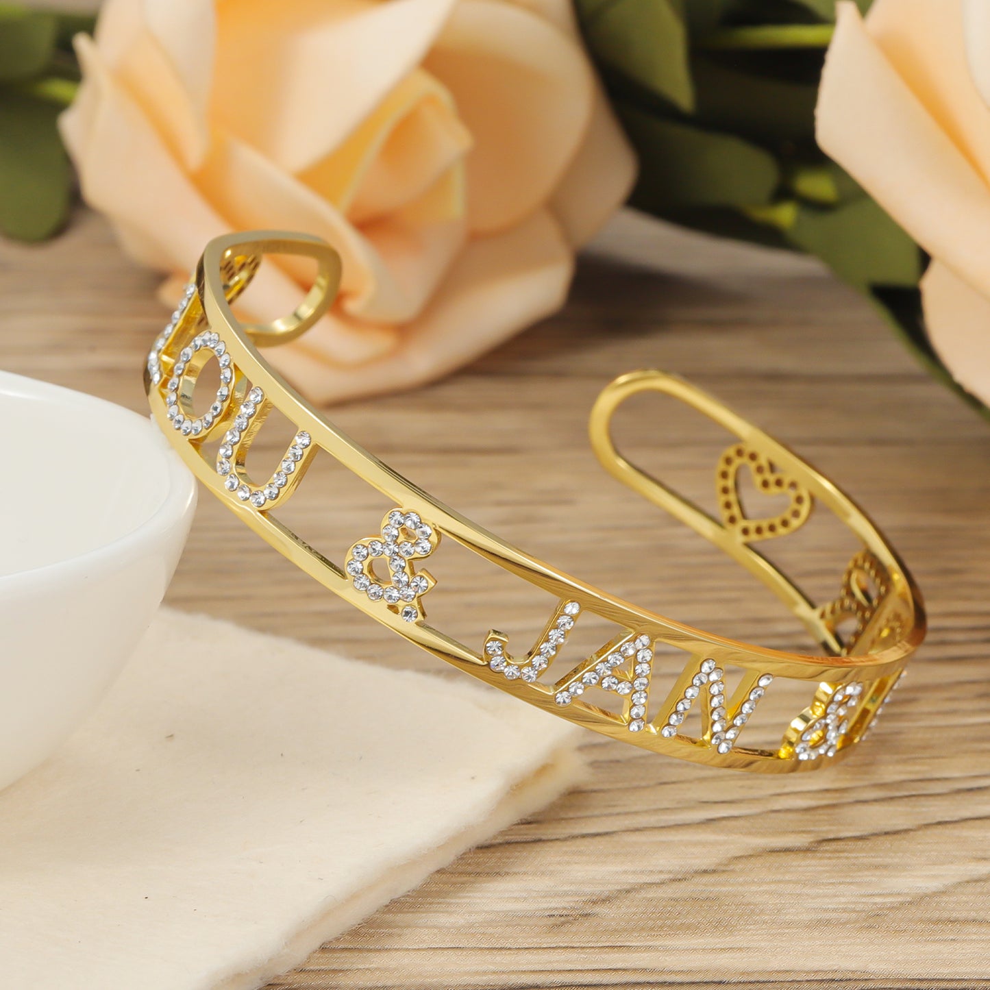 Custom Crystal Sets Names Necklace Name Bangles QZB3133