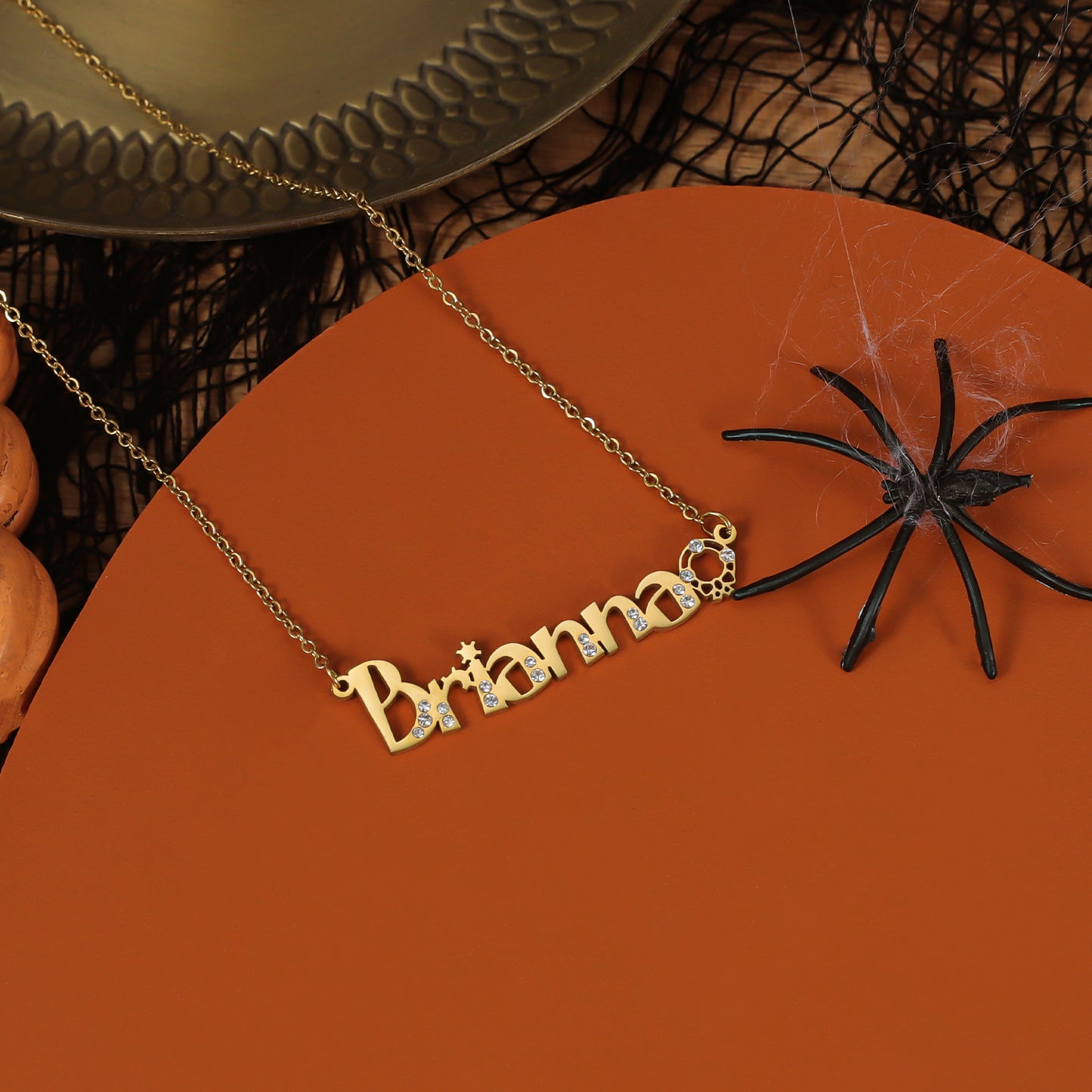 Halloween Crystal Name Necklace QNN3037