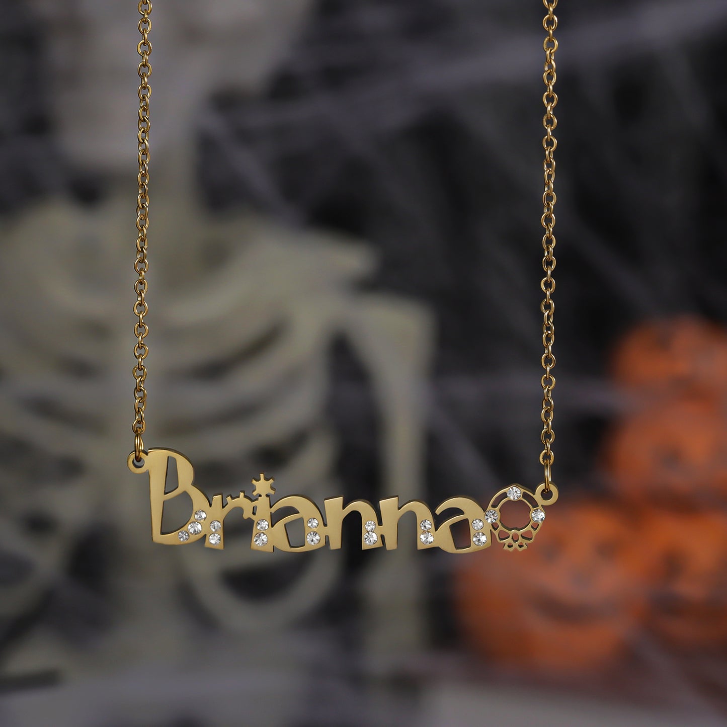 Halloween Crystal Name Necklace QNN3037