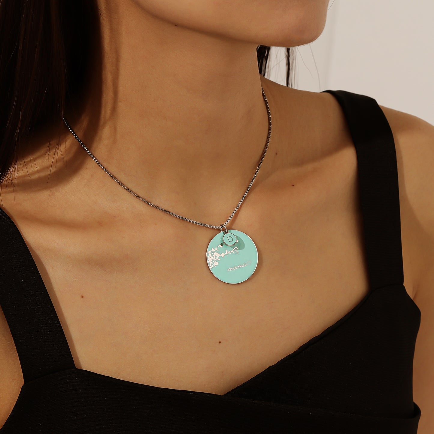 Personalized name necklace colorful flower pendant QFEN0051