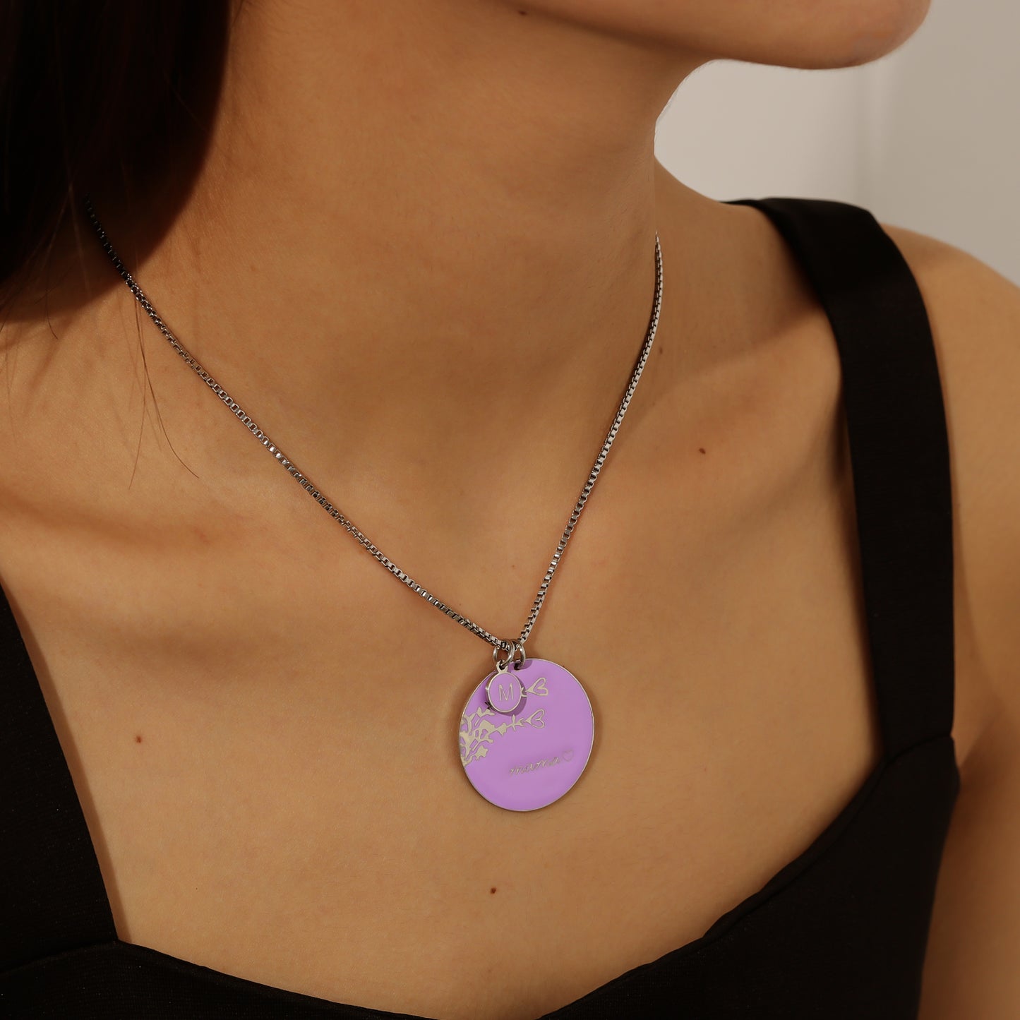 Personalized name necklace colorful flower pendant QFEN0051