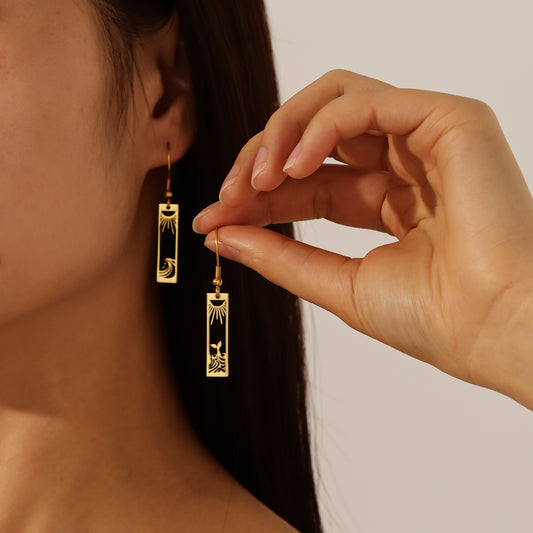 Women's Gold Sun Earrings QHE0052