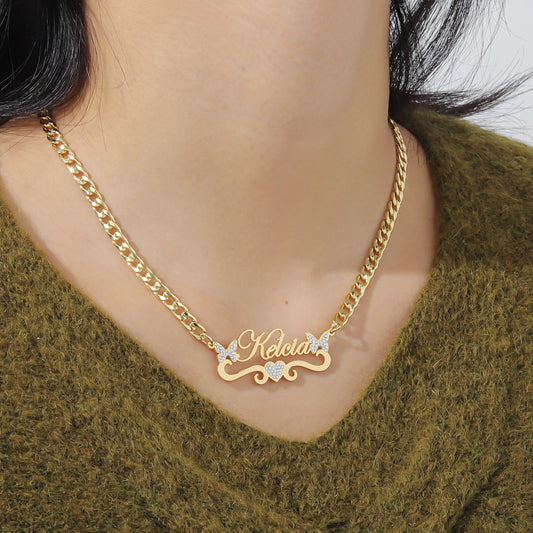 Custom Crystal Sets Names Necklace Name Bangles QZB3133