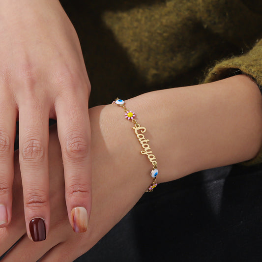 Customized Name Necklace With Devil's Eye Chain QNB3121