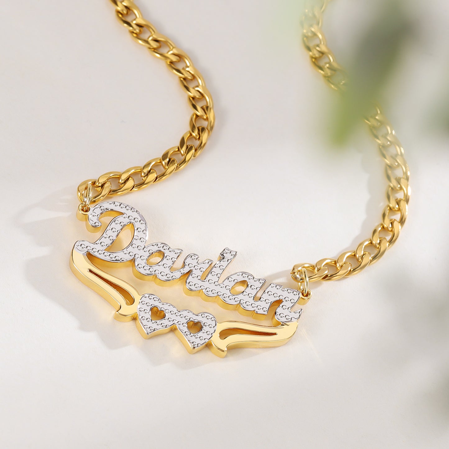 Two-Tone Name Custom Necklace QCN3019