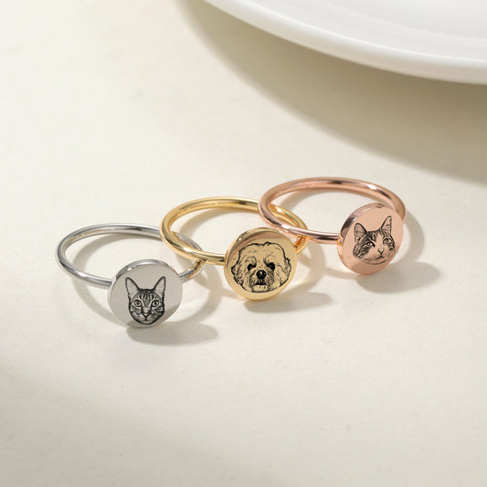 Engraving Pet Picture Rings QD-R8774