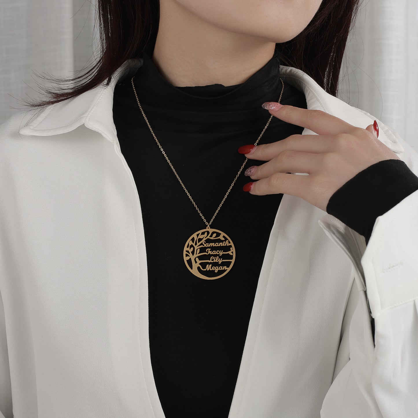 Customized Family Tree Name Necklaces QN845
