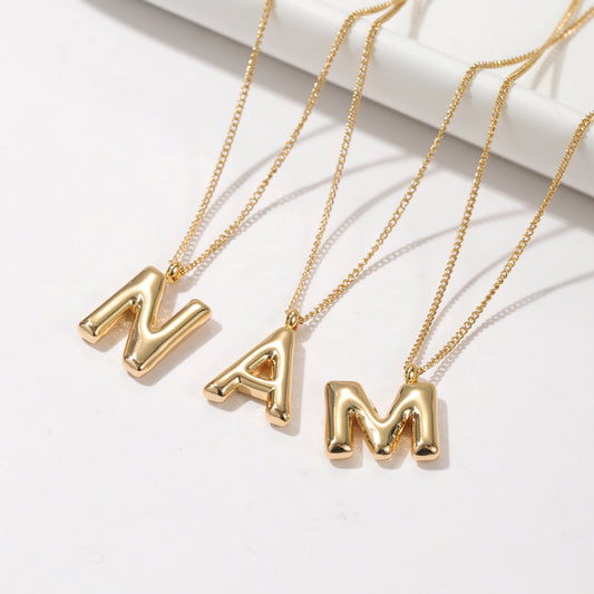 3D Bubble Letters Custom Initial Necklace CN1130