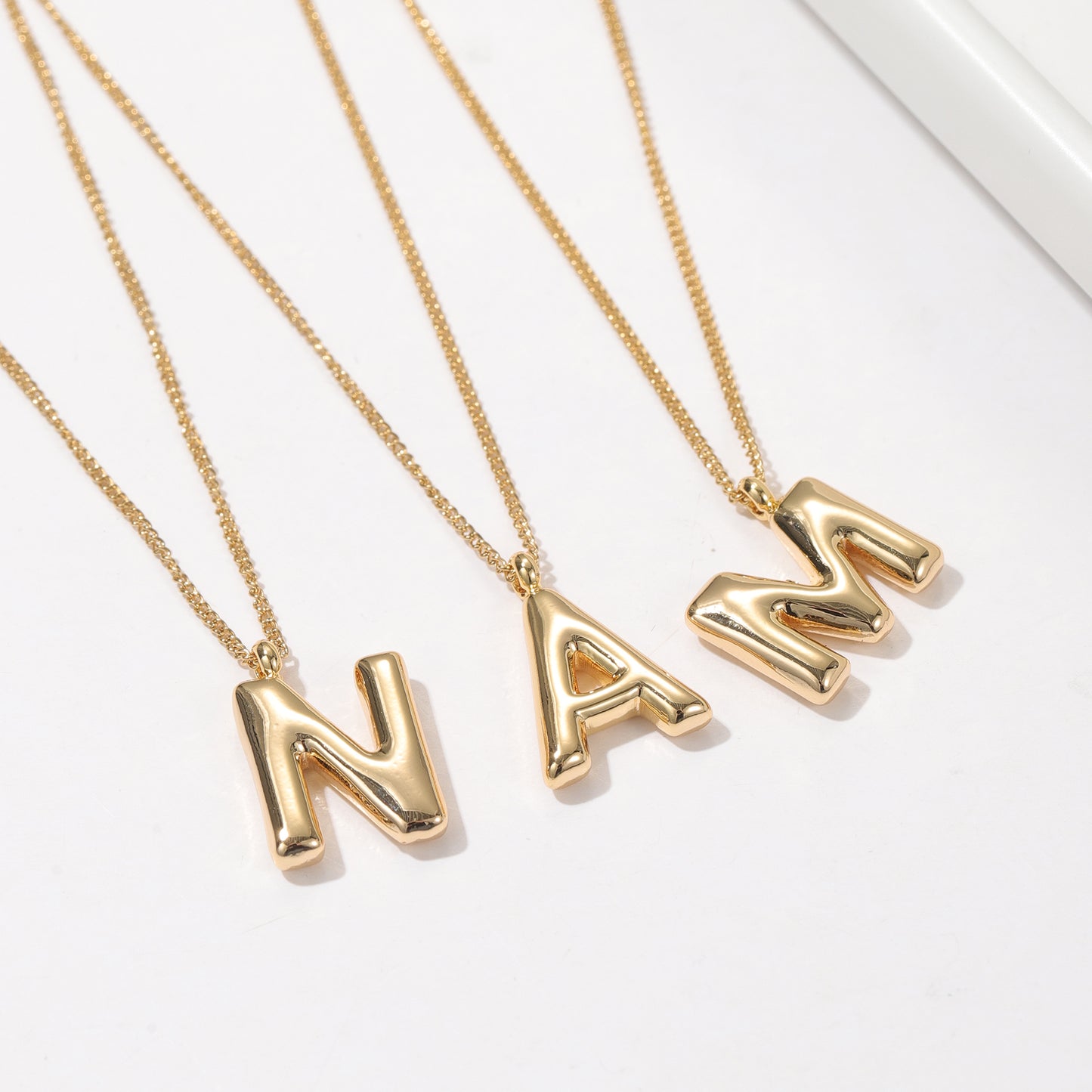 3D Bubble Letters Custom Initial Necklace CN1130