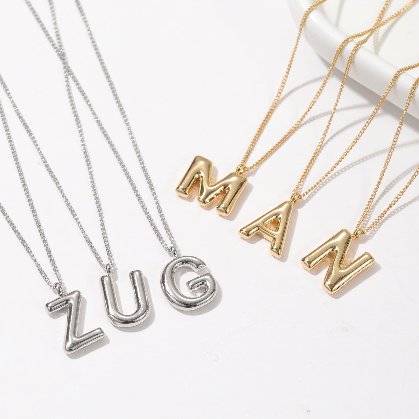 3D Bubble Letters Custom Initial Necklace CN1130