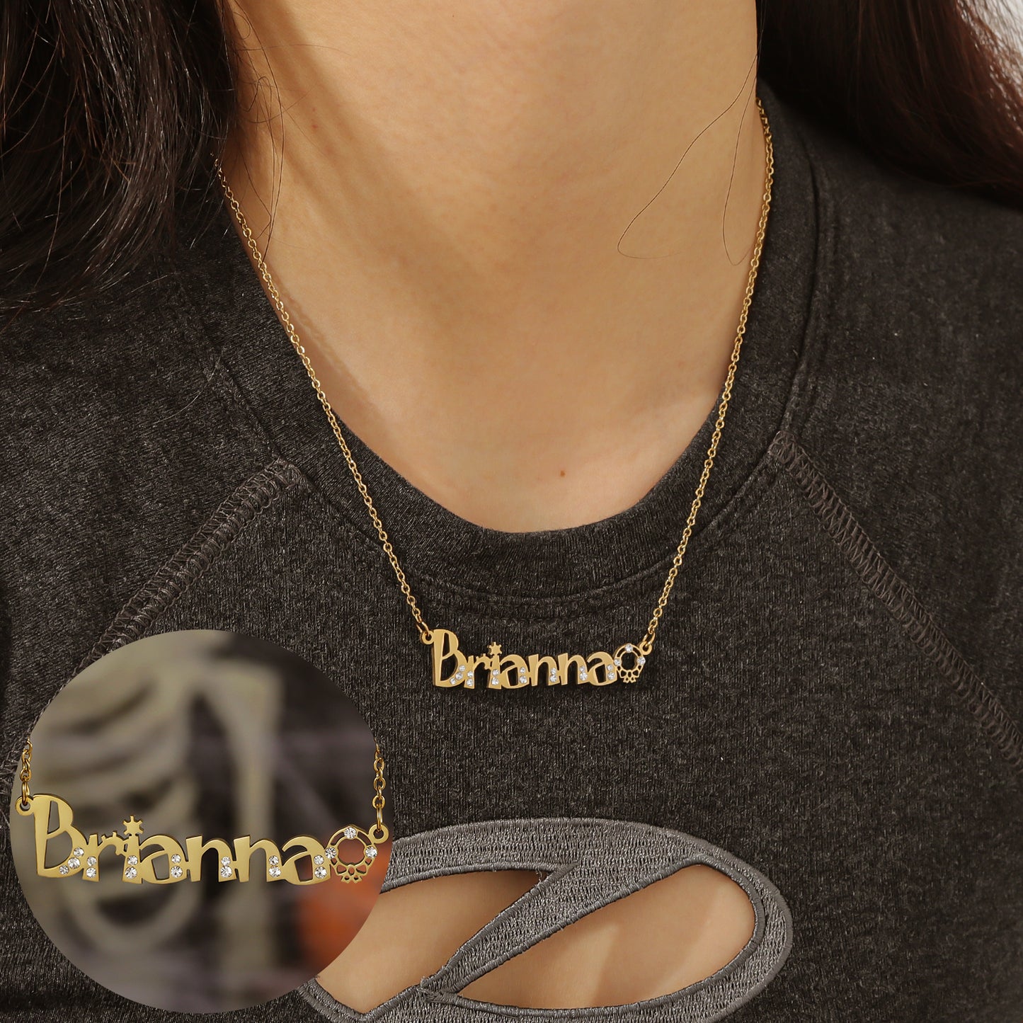 Halloween Crystal Name Necklace QNN3037