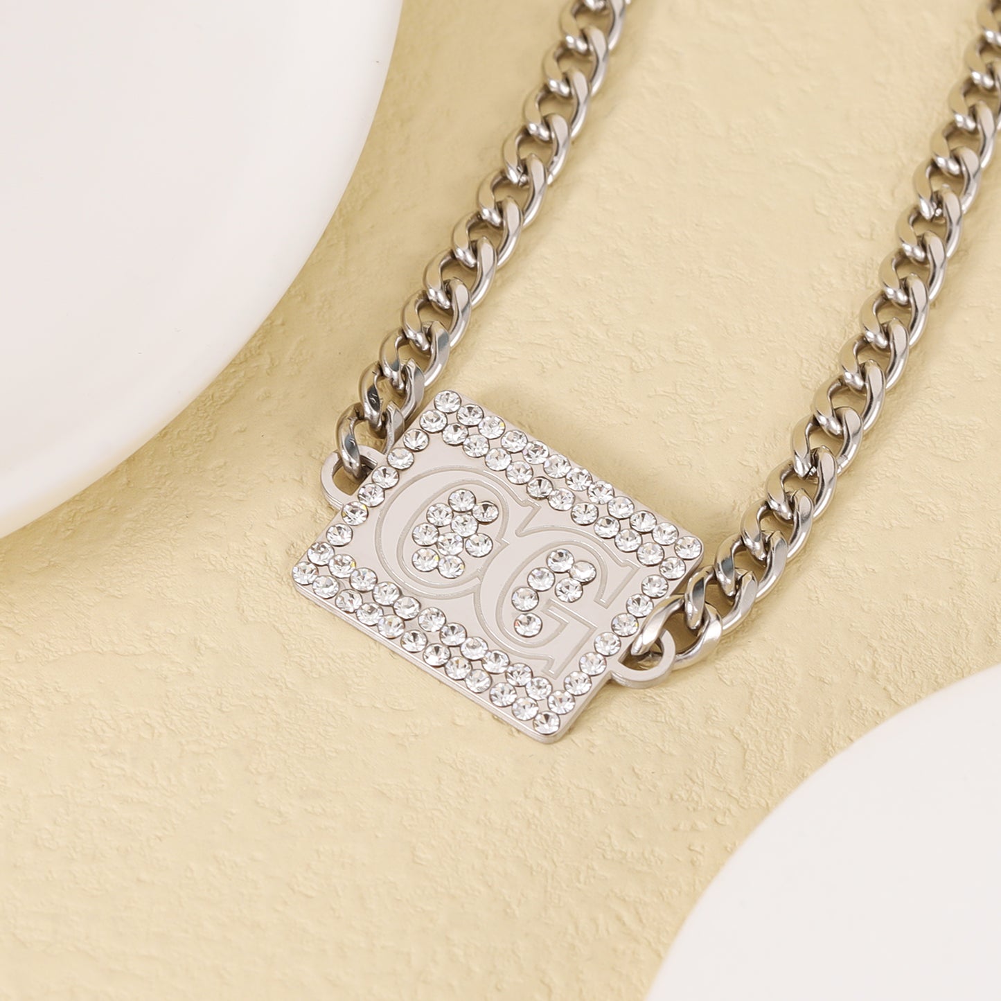Custom Initial Diamond Necklace Nameplate QSN3047