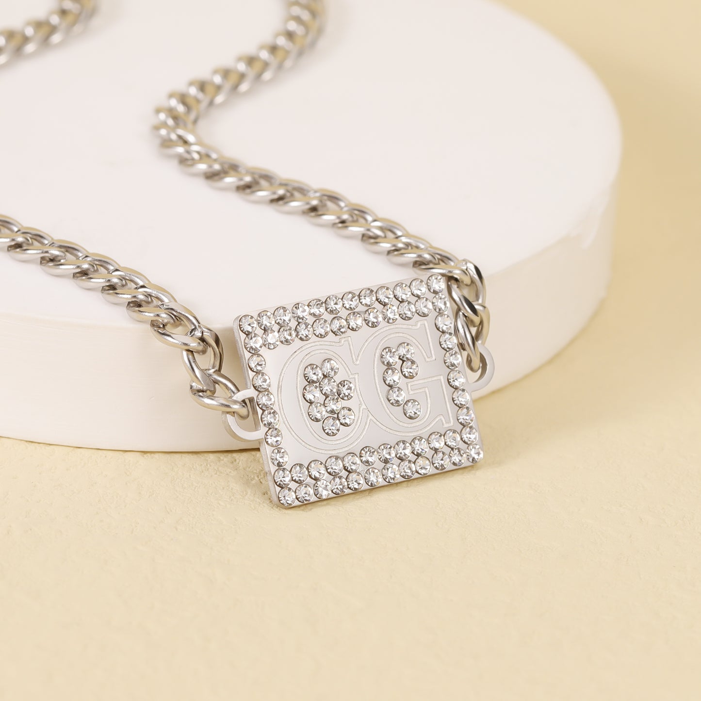 Custom Initial Diamond Necklace Nameplate QSN3047