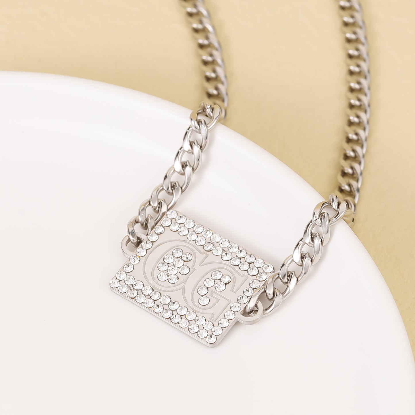Custom Initial Diamond Necklace Nameplate QSN3047
