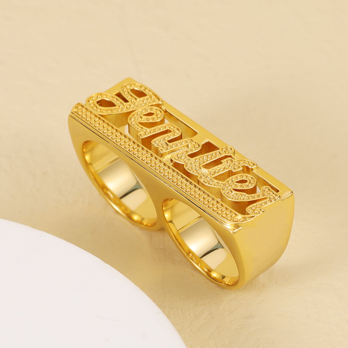 Custom Name Double Band Ring 3DR3044