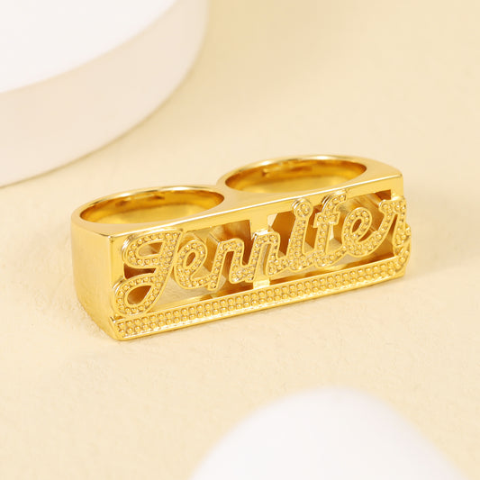 Custom Name Double Band Ring 3DR3044