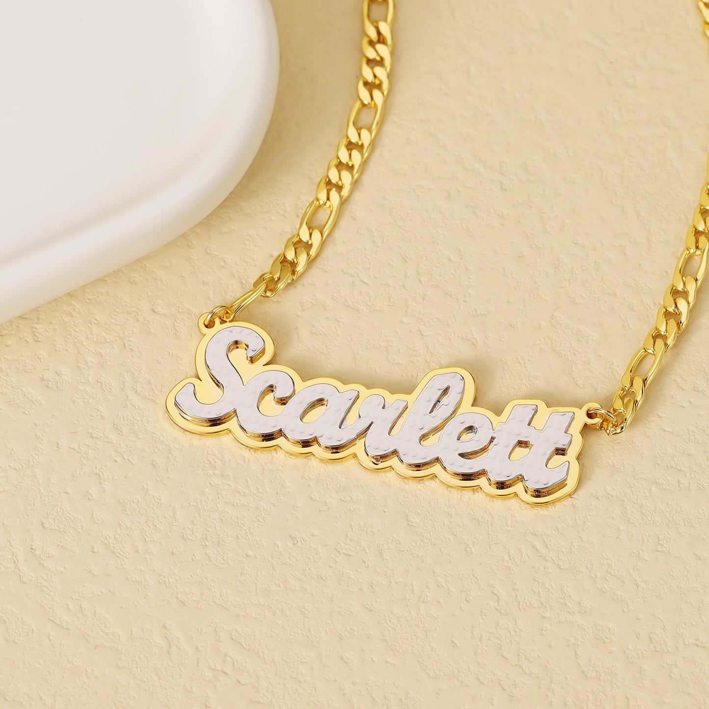 Double Plate Two Tone Name Necklace QHN3048