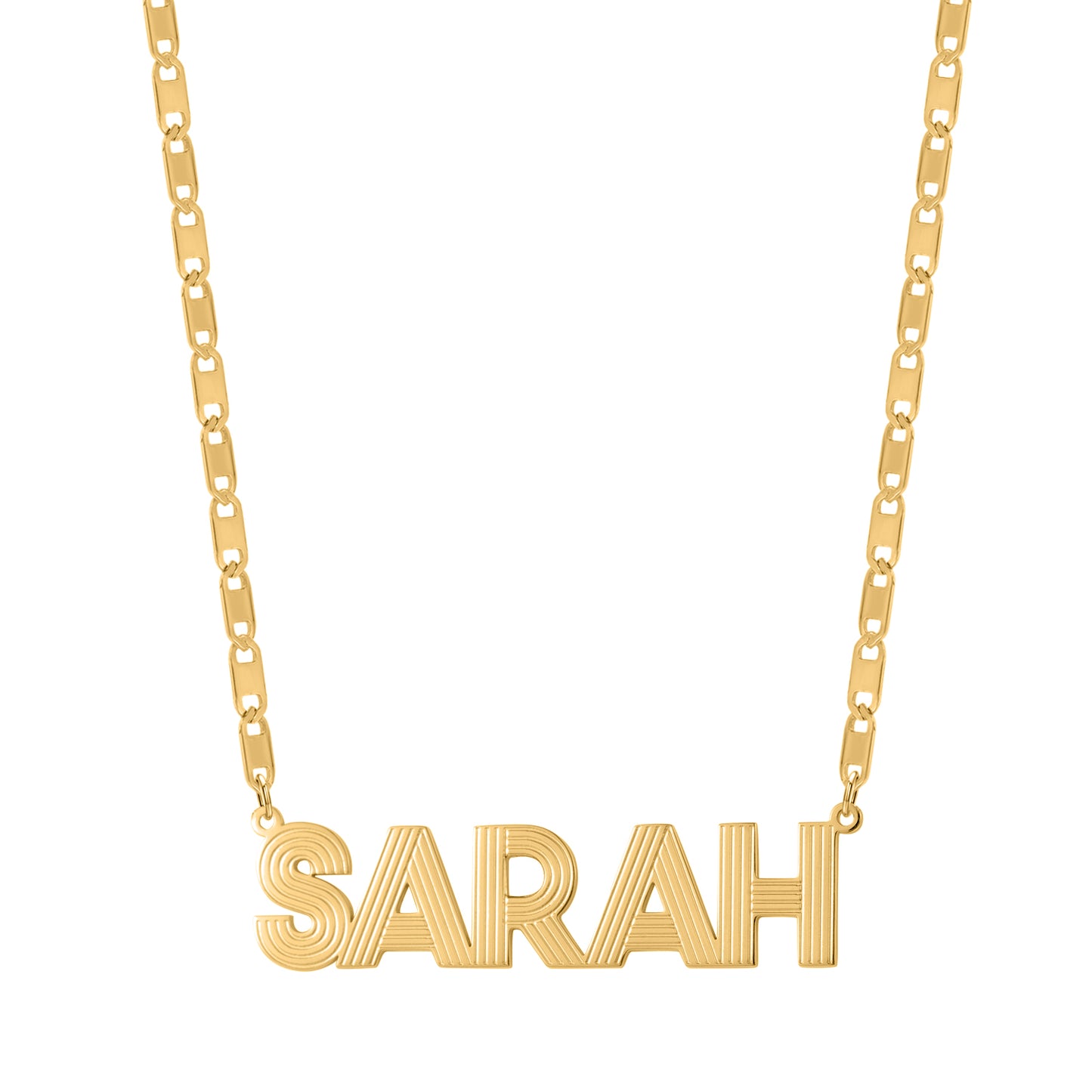 Nameplate Textured Letter Pendant Necklace QFN0191