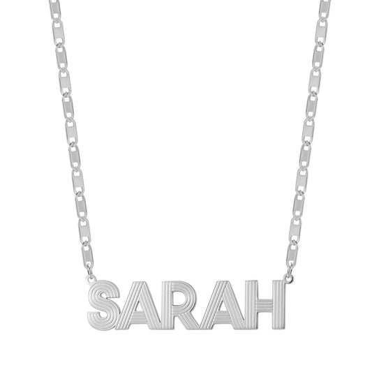Nameplate Textured Letter Pendant Necklace QFN0191
