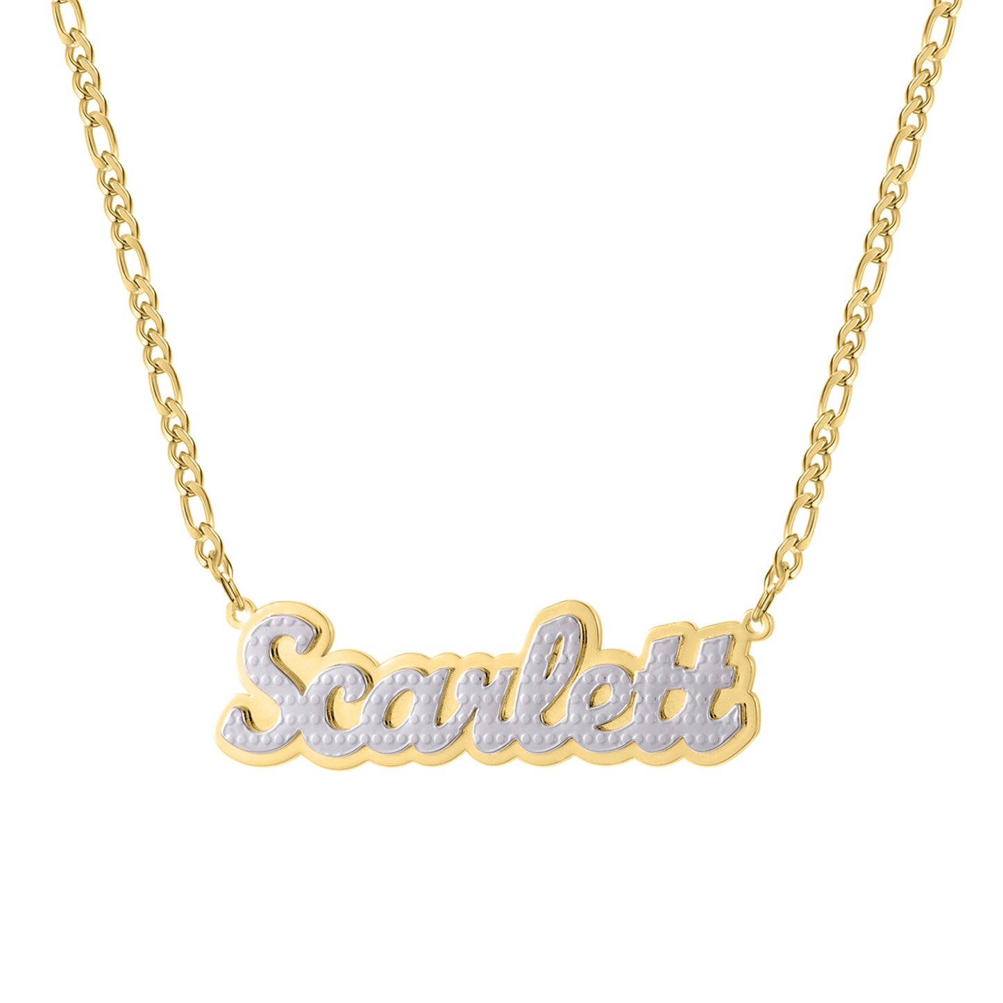 Double Plate Two Tone Name Necklace QHN3048