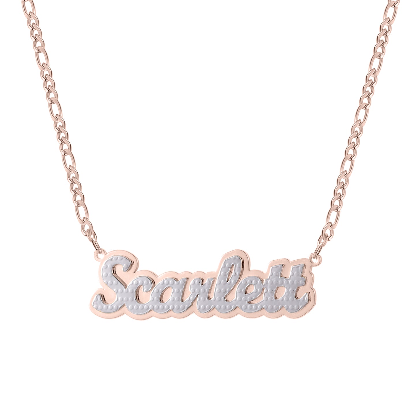 Double Plate Two Tone Name Necklace QHN3048