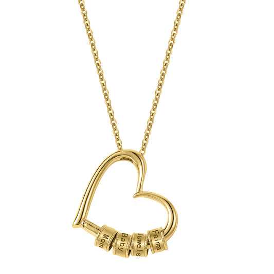 Custom Engraved Beads Heart Necklace CNN3016