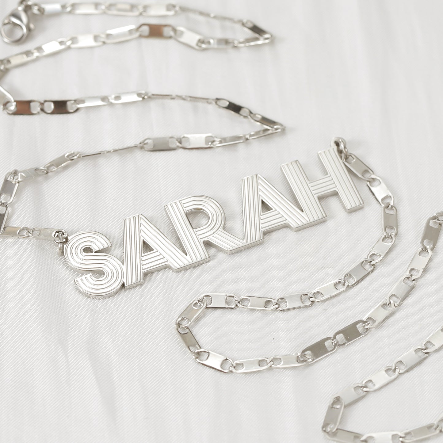 Nameplate Textured Letter Pendant Necklace QFN0191