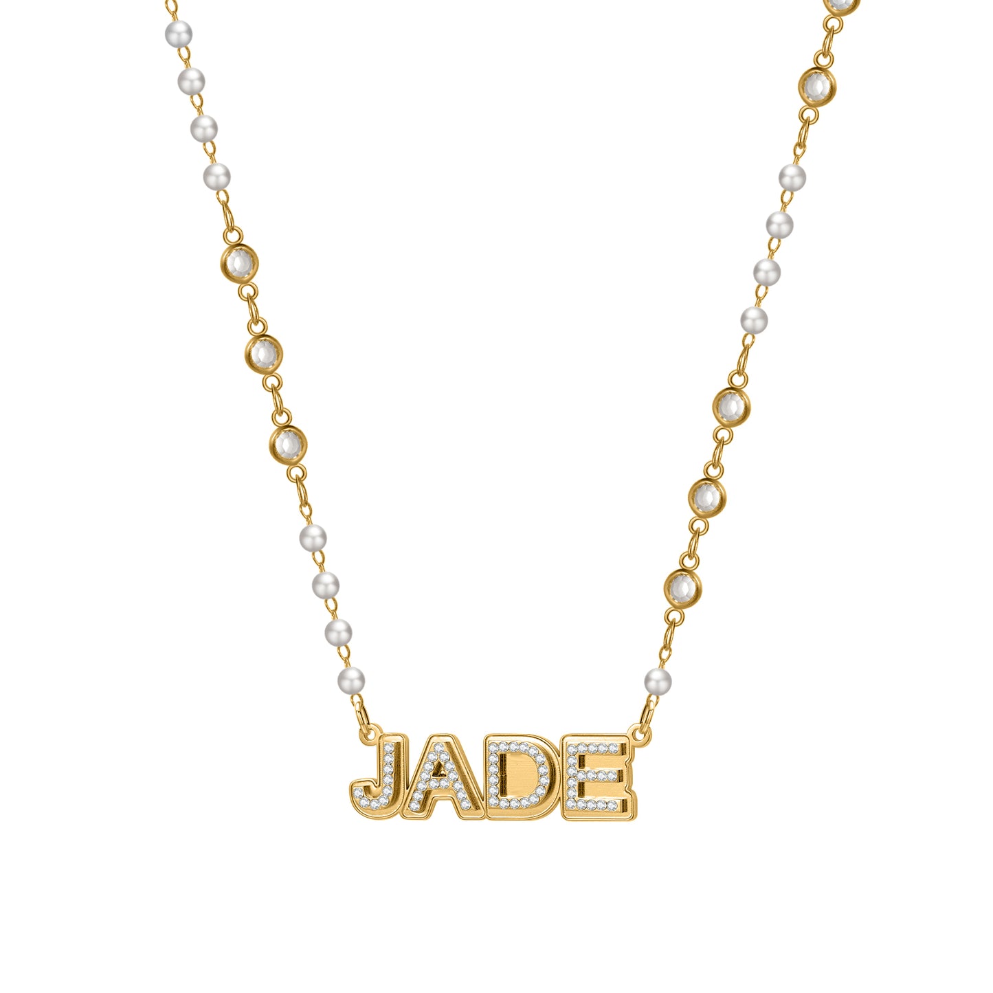 Double Layer Crystal Name Necklace MN2185