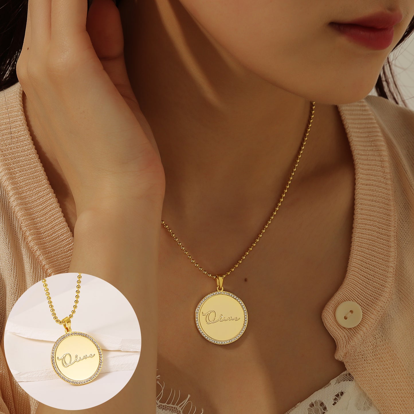 Collier de diamants avec nom personnalisé QSN3023
