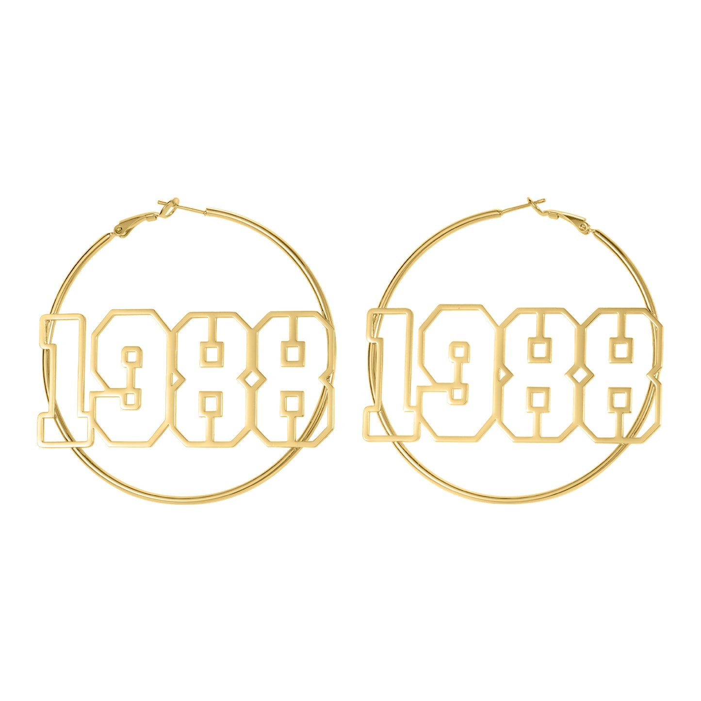 Custom Year Nummer Hoop Shape Earrings QNE3088