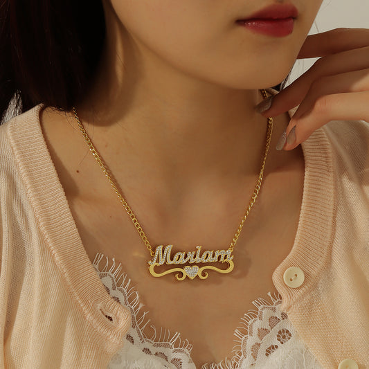 Two-Tone Double Layer Name Custom Necklace QHN3022