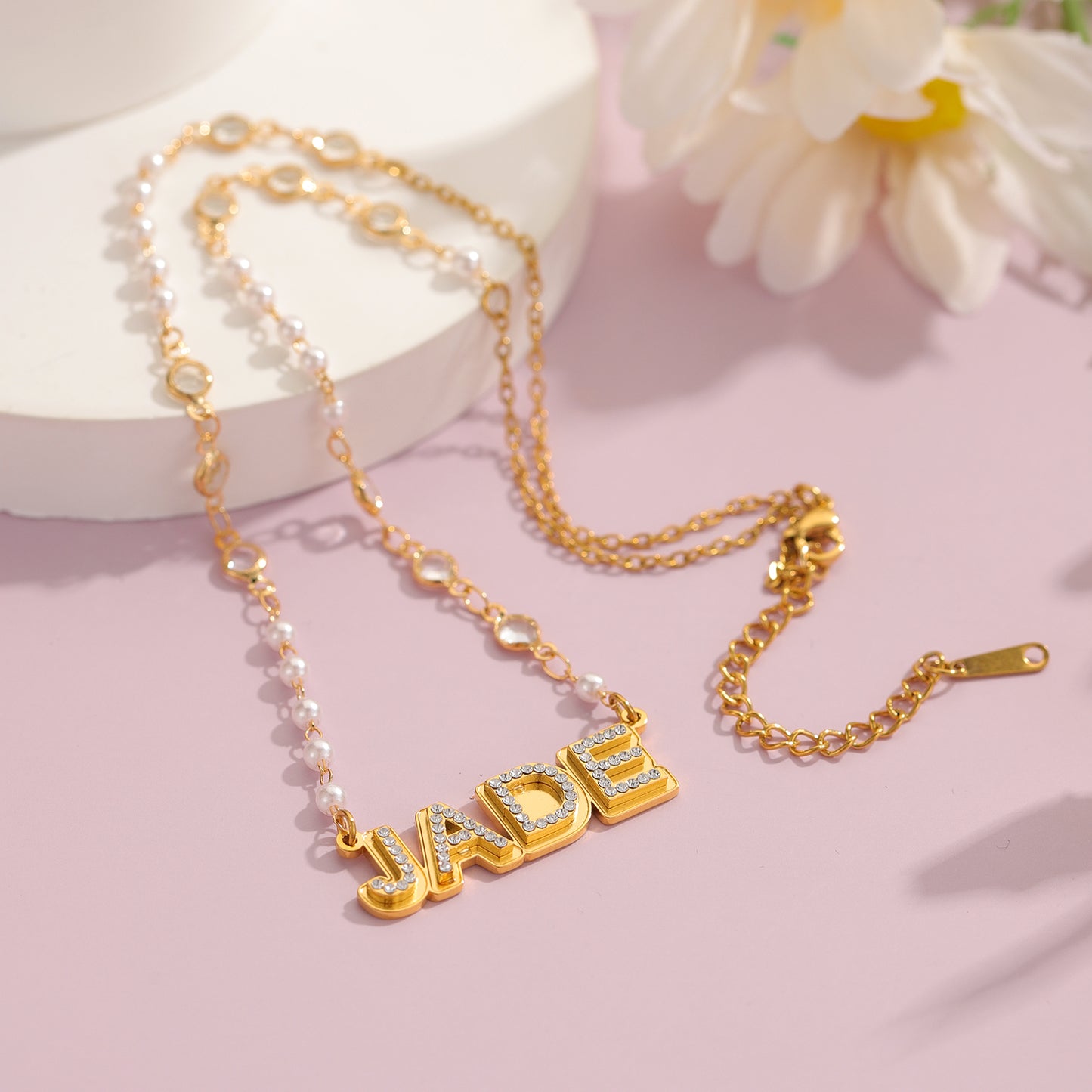Double Layer Crystal Name Necklace MN2185