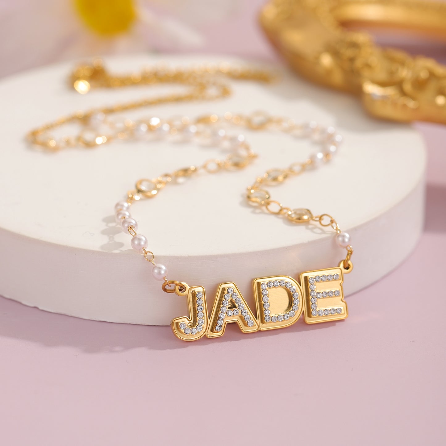 Double Layer Crystal Name Necklace MN2185