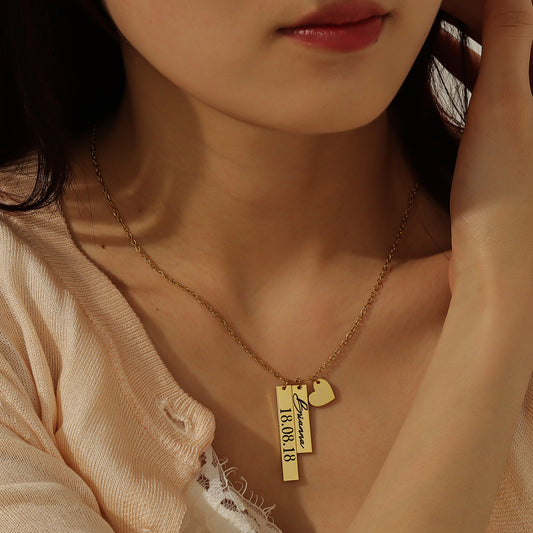 Custom Engraved Name Square Necklace SSN3049