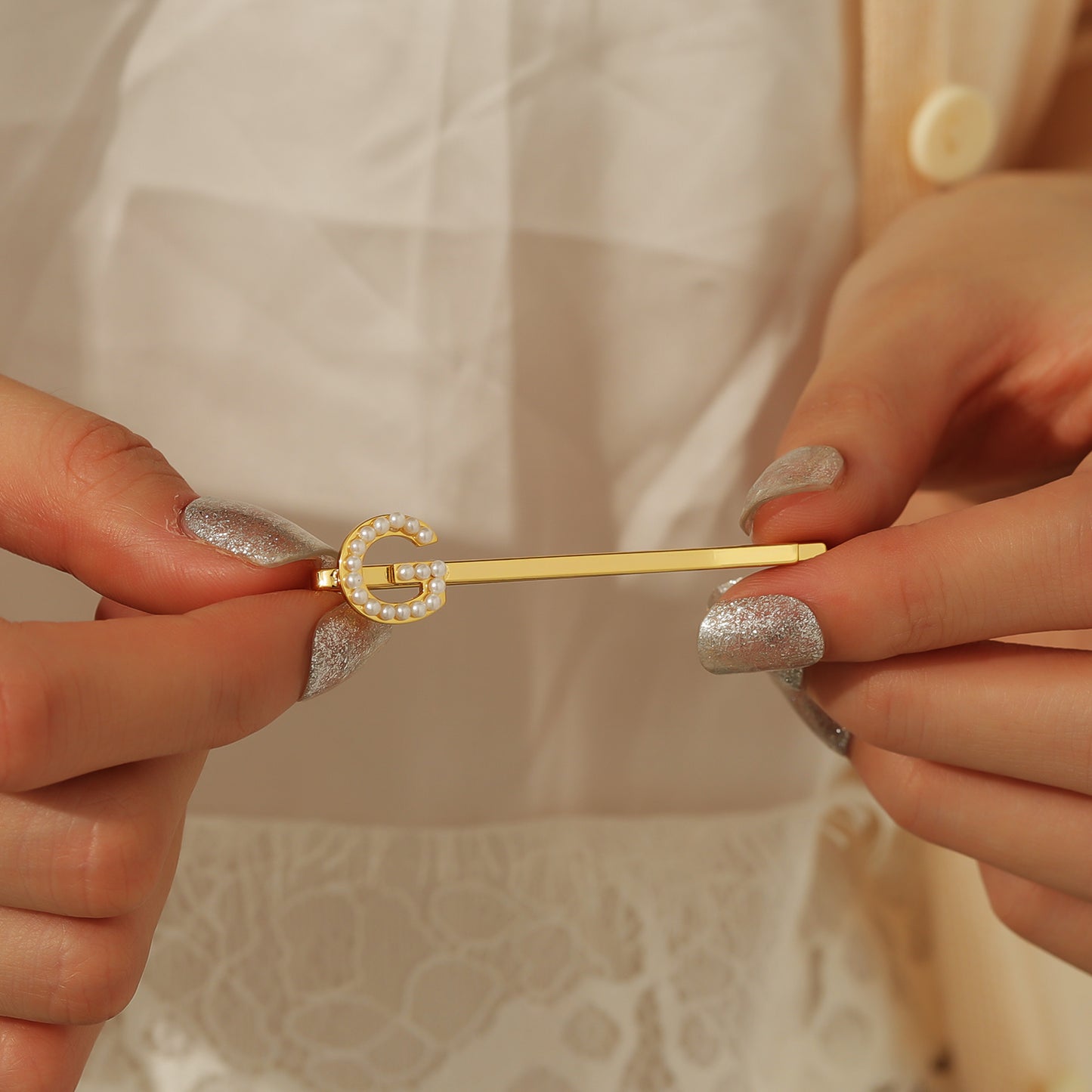 Custom Crystal Initial Letter Hair Clip QHZ-H8443