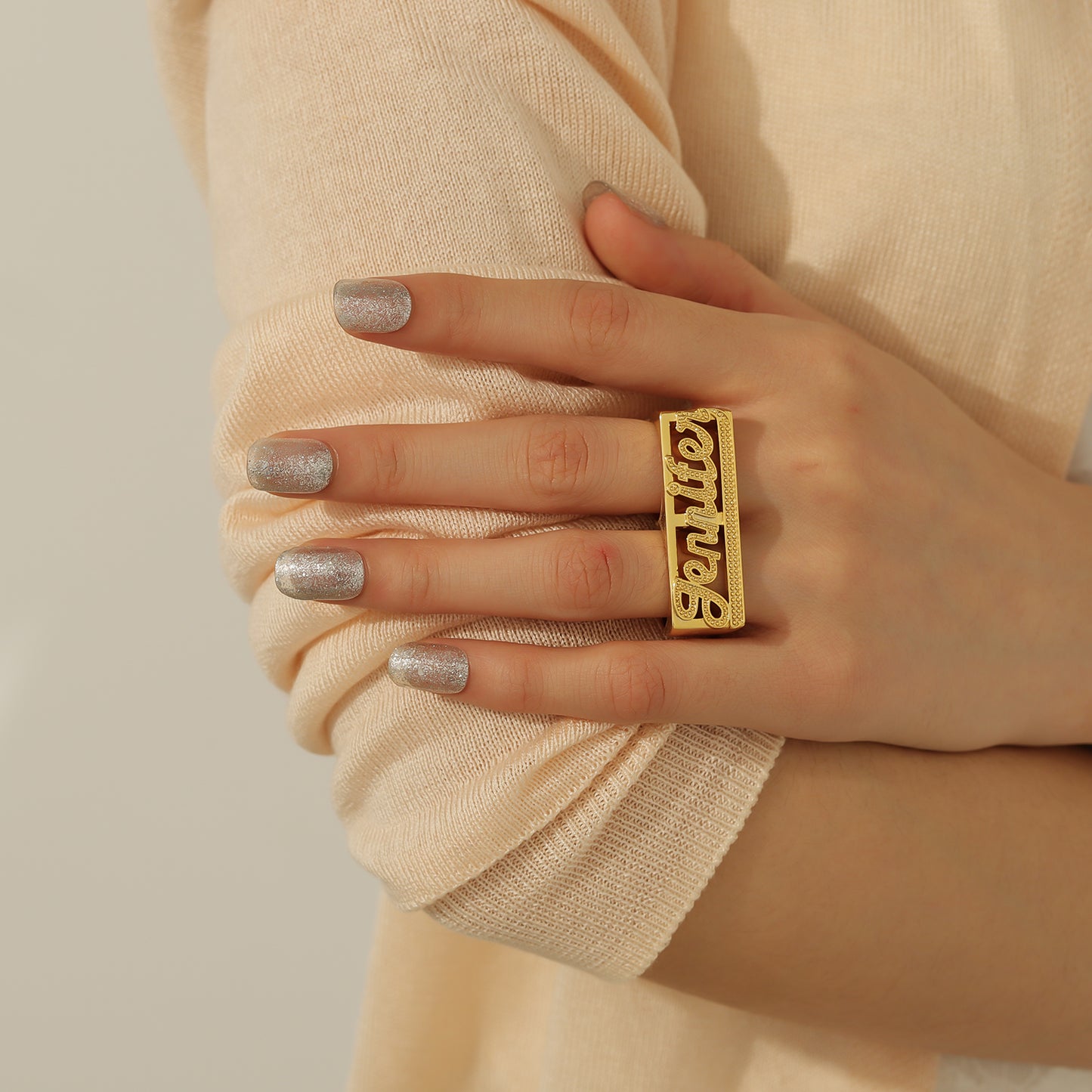 Custom Name Double Band Ring 3DR3044