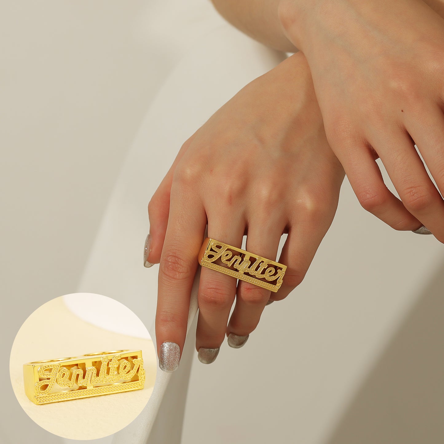 Custom Name Double Band Ring 3DR3044