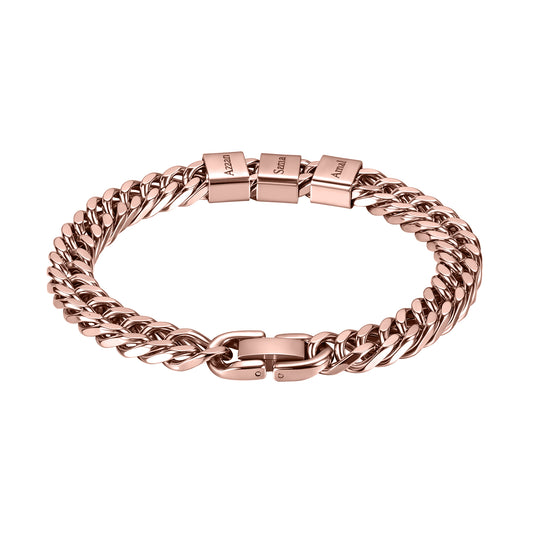 Custom Engraved Cuban Bracelet , Personalized Stainless Steel Chain Bracelet Gift for Him-SB3809