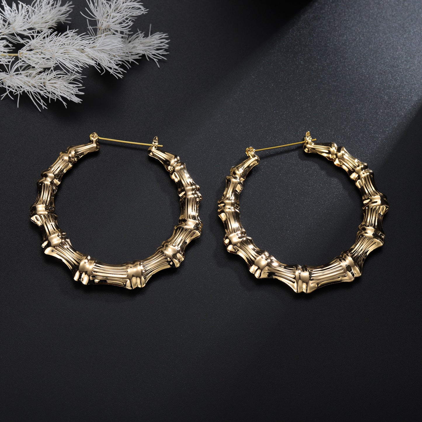 Boucles d'oreilles créoles en bambou QE20786