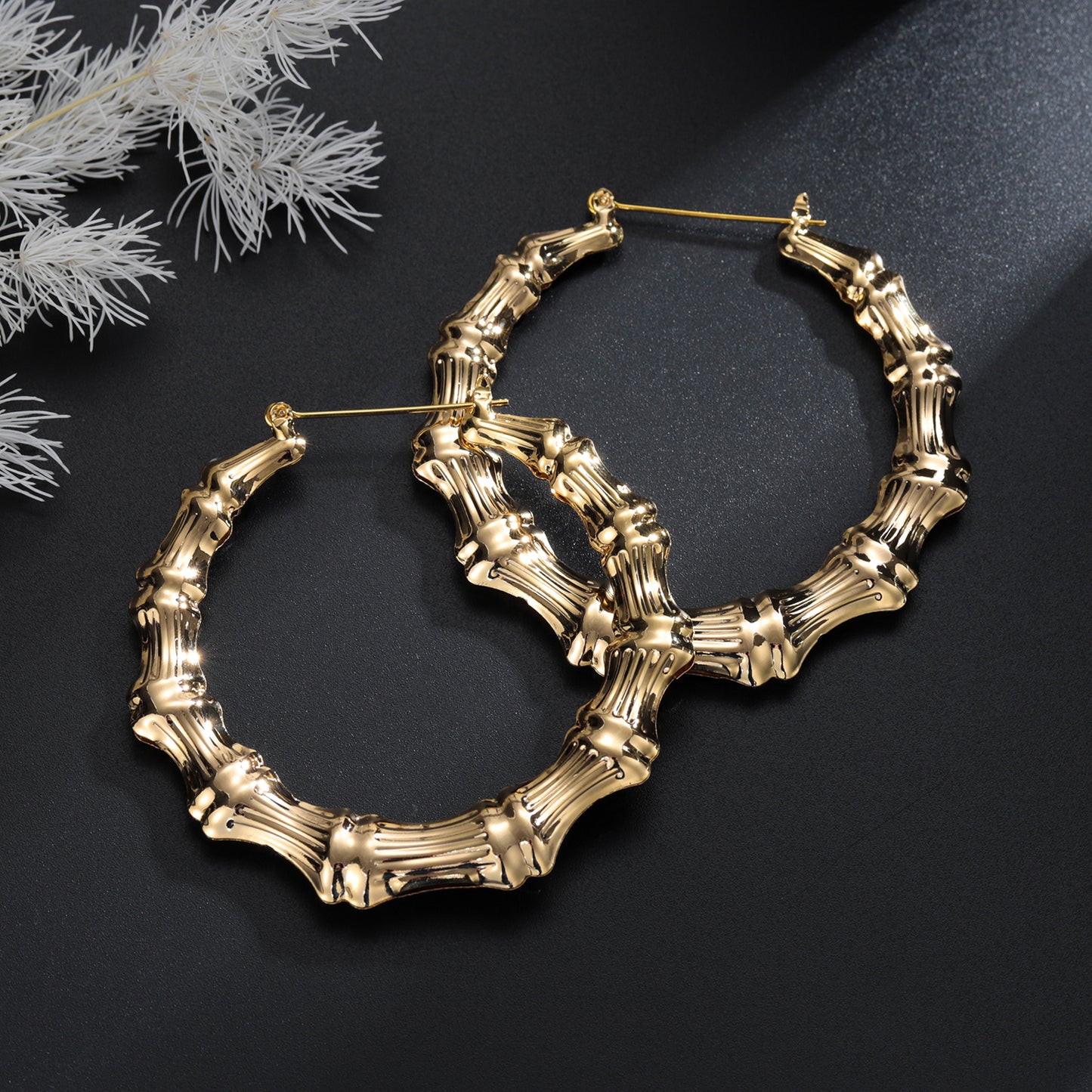 Boucles d'oreilles créoles en bambou QE20786