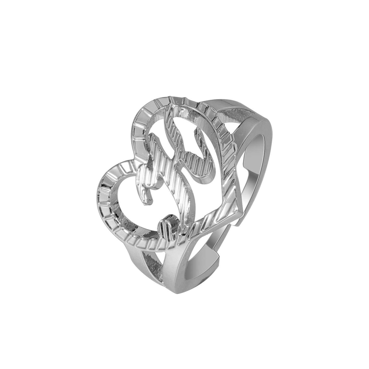 Initials Letters Heart Ring QFR3088