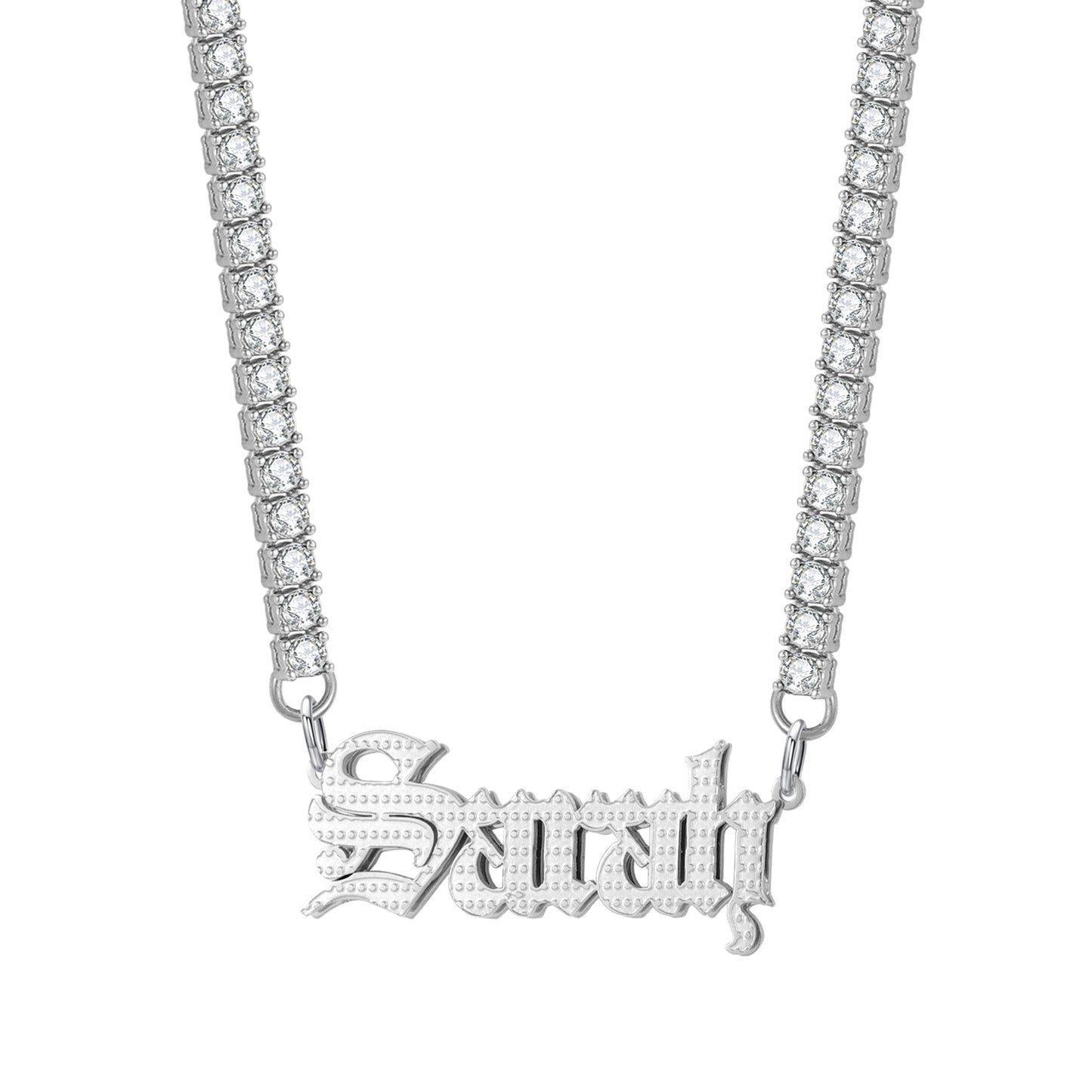 Custom Double Plate Two Tone Name Necklace QFN3115
