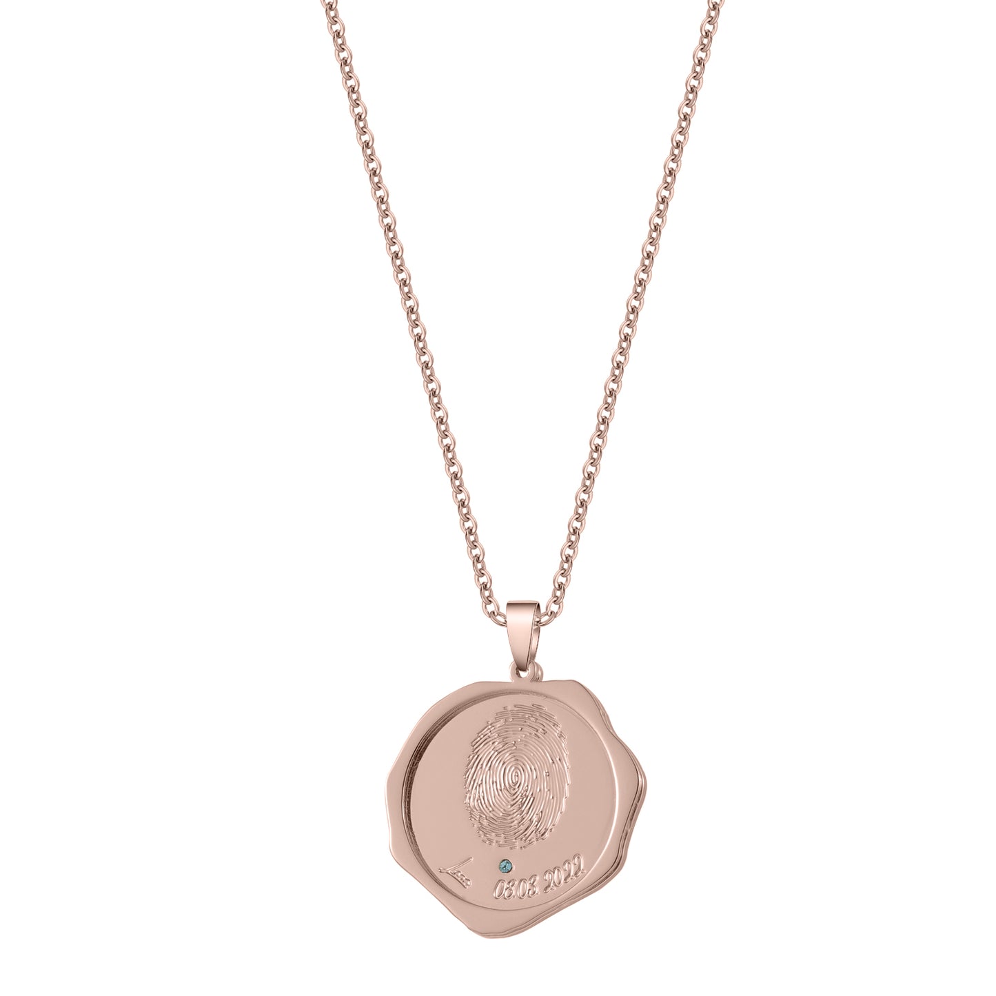 Custom Fingerprint Birthstone Name Necklace QFN3032